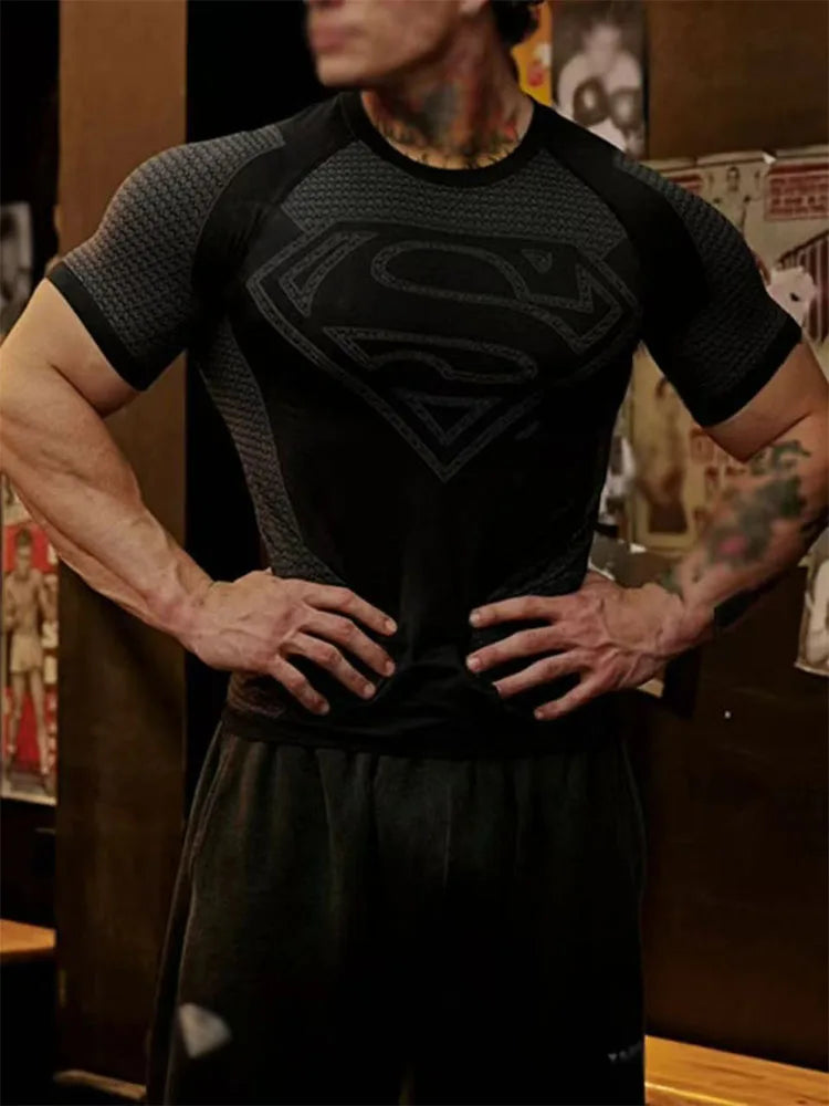 2026 Training Quick Dry Tight Short Sleeves Shirt Bodybuilding compress Fitness Tee Tops men Clothing Men Running Sports T-shirt
