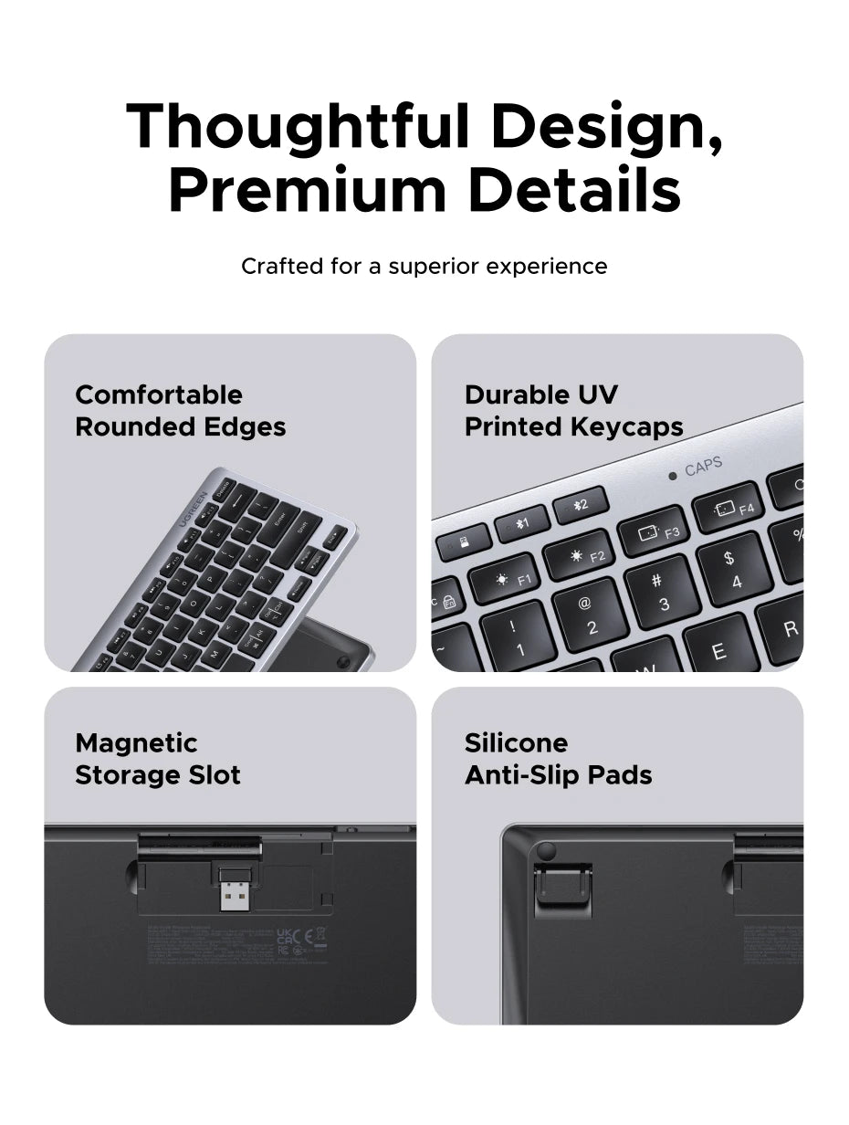 UGREEN Wireless Keyboard Bluetooth 5.3 & 2.4G Wireless Russian/EN 78 Keycaps For MacBook iPad PC Tablet