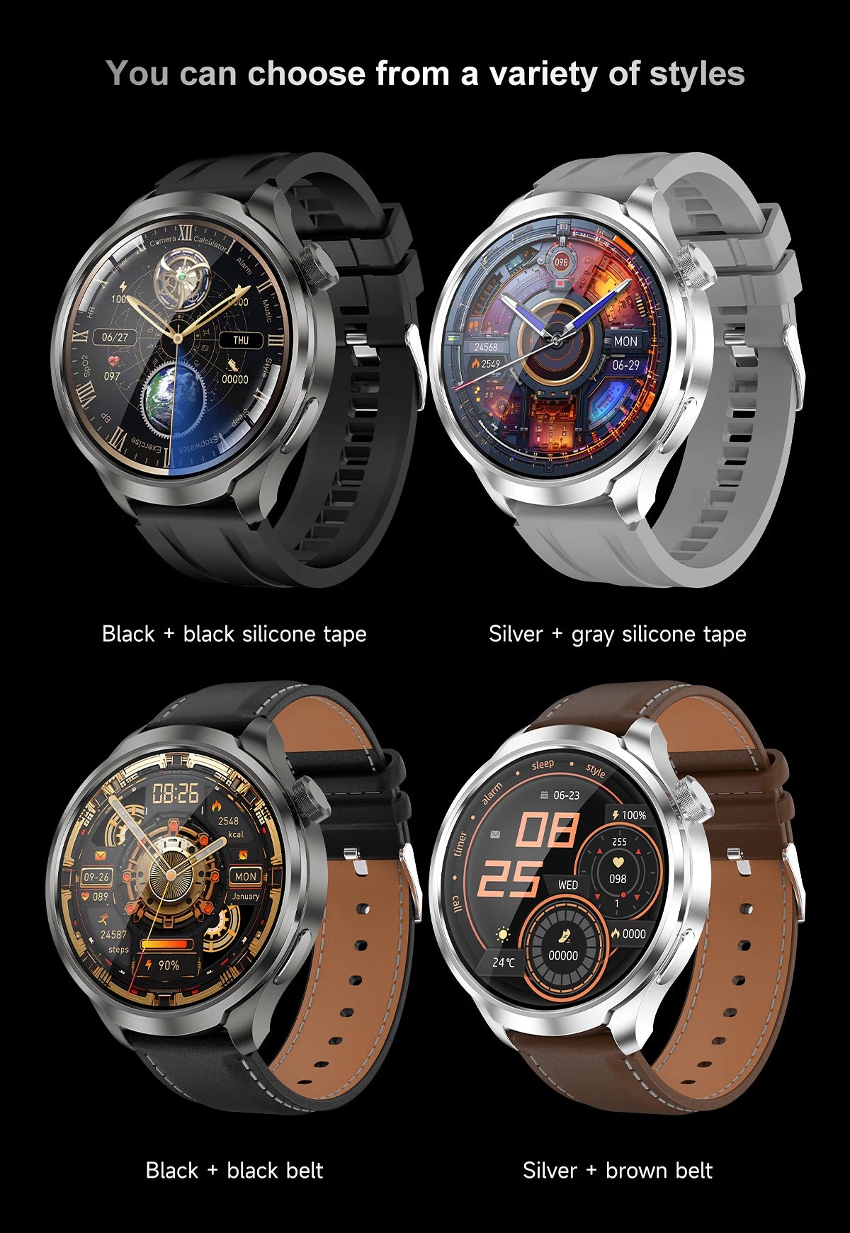 2025 New GPS Sports Smart Watch Men 1.85-inch AMOLED Screen Men IP68 Waterproof Clock Compass Call NFC fitness Tracking Watches