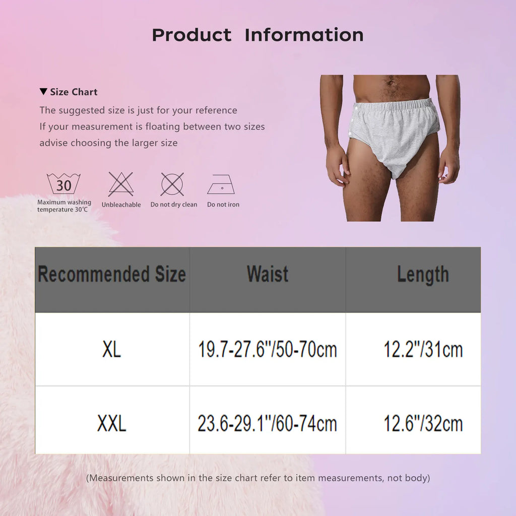Adults Tear Away Diaper Cover Underwear  Adjustable Waist Leak-proof Reusable Adaptive Underwear for Elders Bedridden Patients