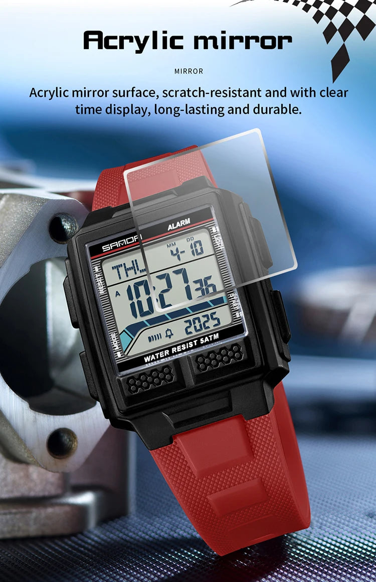 SANDA 2212 Fashion Electronic Watch Alarm Clock Luminous Calendar Water Resistant Shockproof Sports Digital Watches for Man
