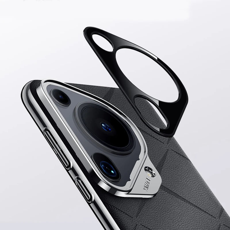 For Huawei Pura 70 Ultra Luxury Ultra-thin Plain Leather + PC Camera Protection Back Cover For Pura 70 Pro Plus