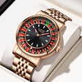 LIGE Creative Golden Mens Watches Roulette Game Dial Fashion Man Watch Waterproof Luminous Quartz Wristwatches Rolling Ball+Box
