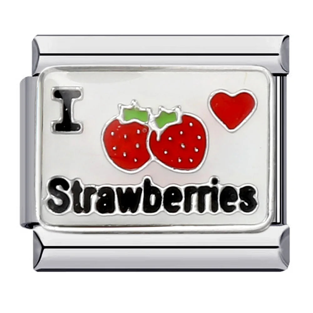 Y2K Italian Charm Bracelet Cute Fruit Cherries Colourful Elastic Link Chain Brangle DIY Making Fashion Jewelry Accessories