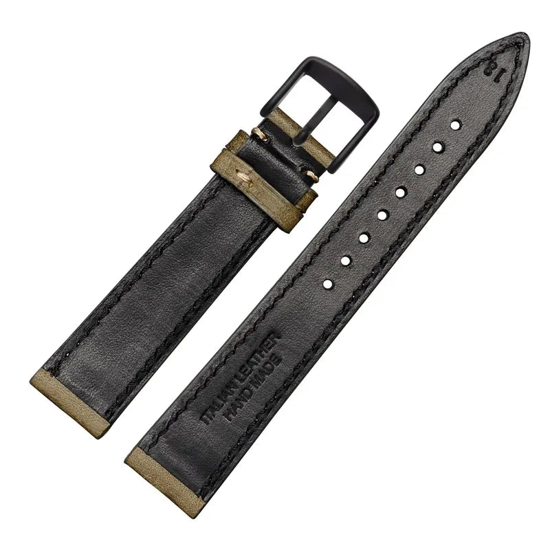 WOCCI 14mm 18mm 20mm 22mm Nubuck Italian Leather Watch Strap Bracelet Replacement Watchband for Women Men Black Green Blue Red