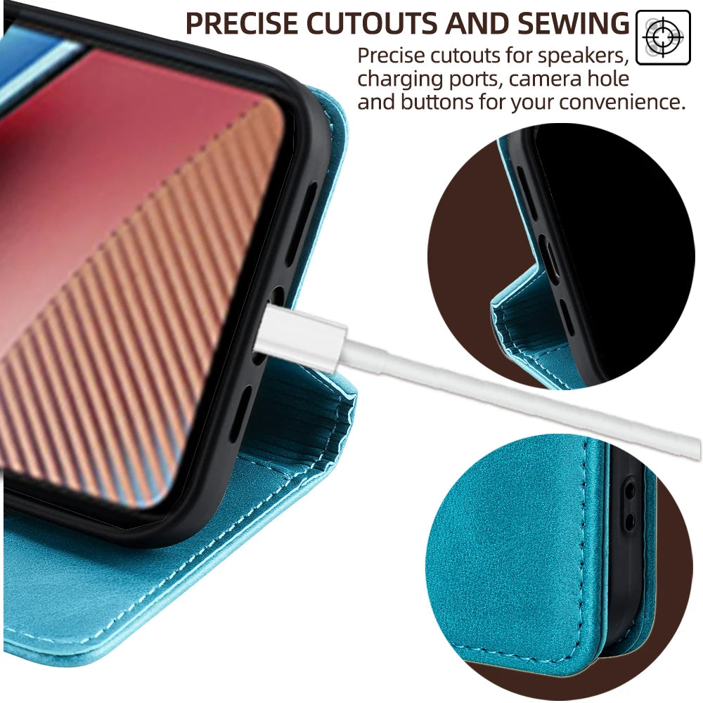 Wallet With Card Slots Holder Magnetic Flip Leather Book Case for Motorola E14 G64 G64Y G85 G54 Moto G Power G Play G 5G 2024