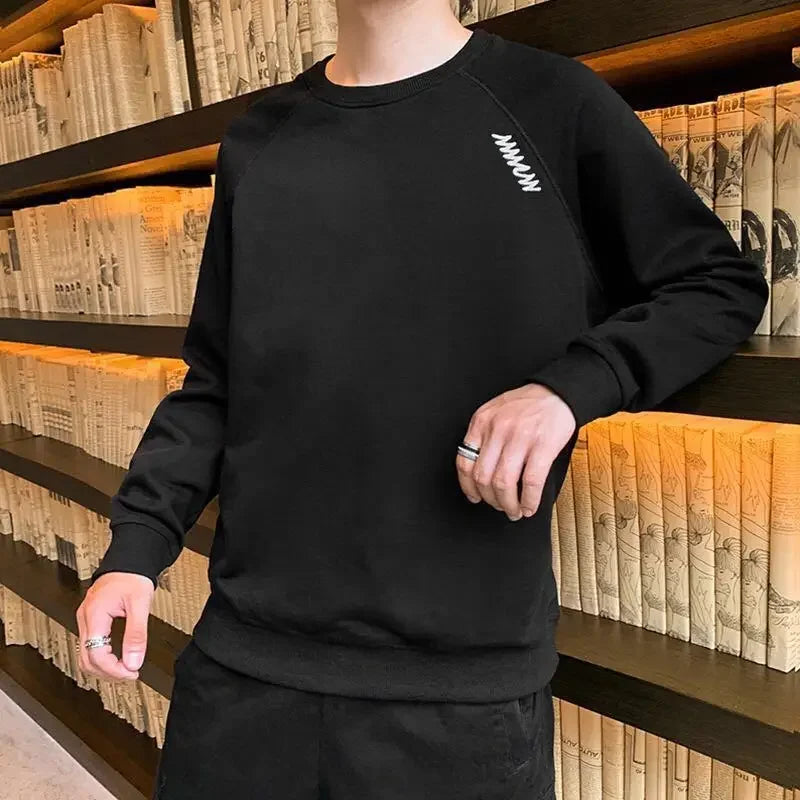 T Shirts for Men Plain Smooth Pullover Unicolor Tops Round Neck Male Clothes Polyester Fashion Trends 2025 Japan Y2k Sweatshirts