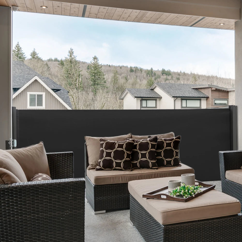 3M outdoor terrace railing side awning retractable side awning, balcony privacy sunshade screen sunscreen and windproof