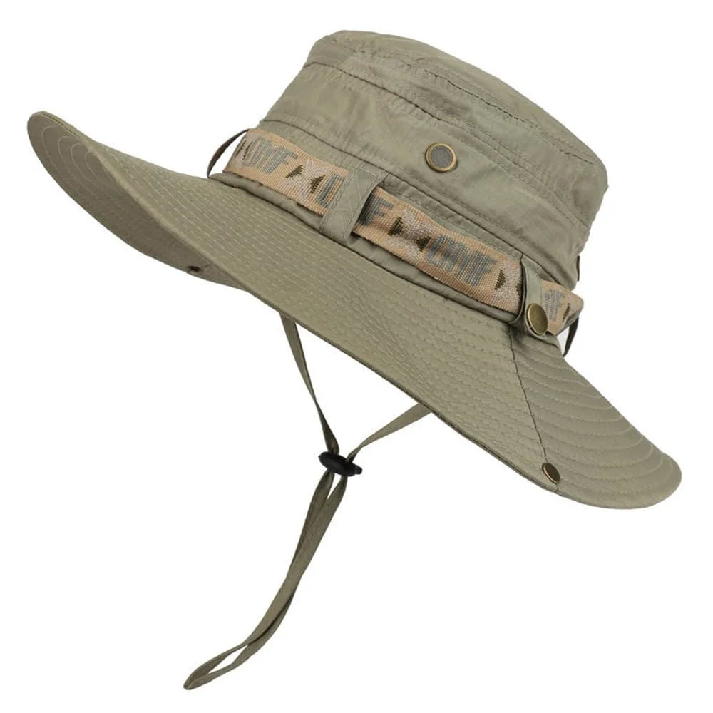 1pc bucket hat Summer Men UV Protection Hiking Beach Sunscreen Cap Bucket Hats Summer Hunting Hat Mesh Fisherman Safari Hat ﻿