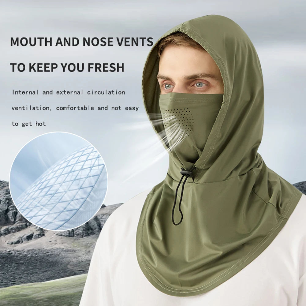 Outdoor sports sun protection mask hat all-in-one summer fishing sun hat full face ice silk breathable scarf driving and cycling