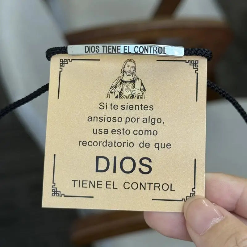 Inspire Stainless Steel Bracelets “God Is in Control”, Dios Tiene El Control Pulsera, Christian Faith Bracelet with Gift Box