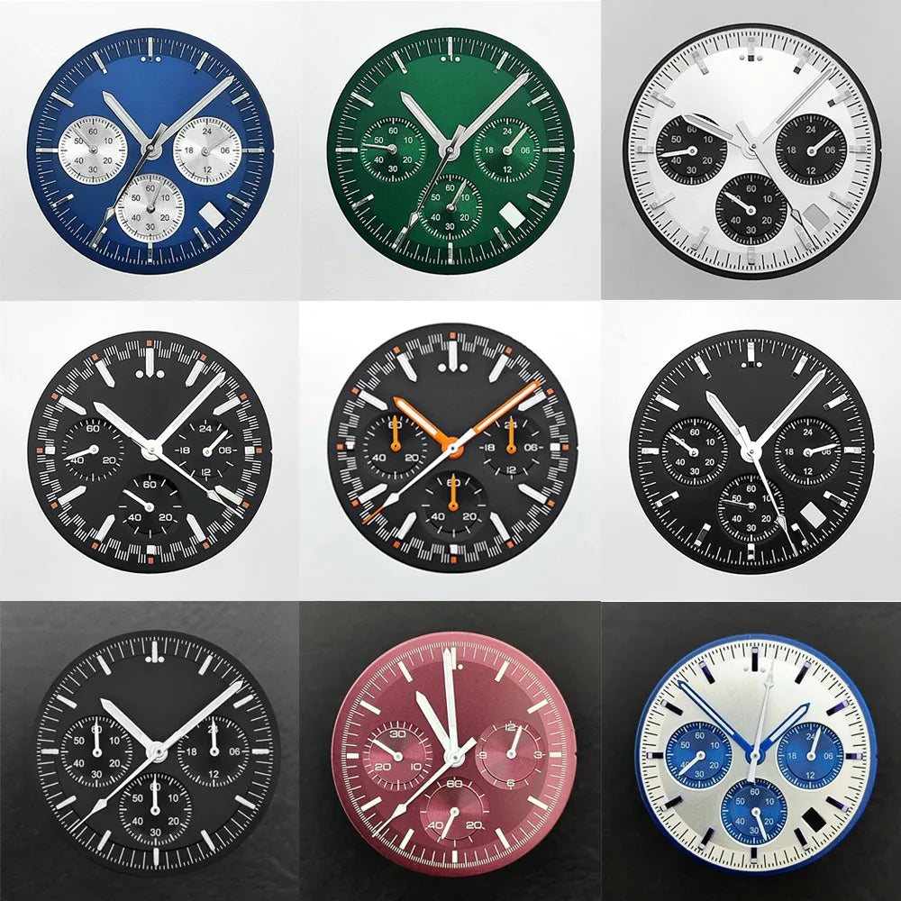32.5mm VK63 dial C3 green Luminous Black white orange blue green watch dial replacement accessories watch parts accessory