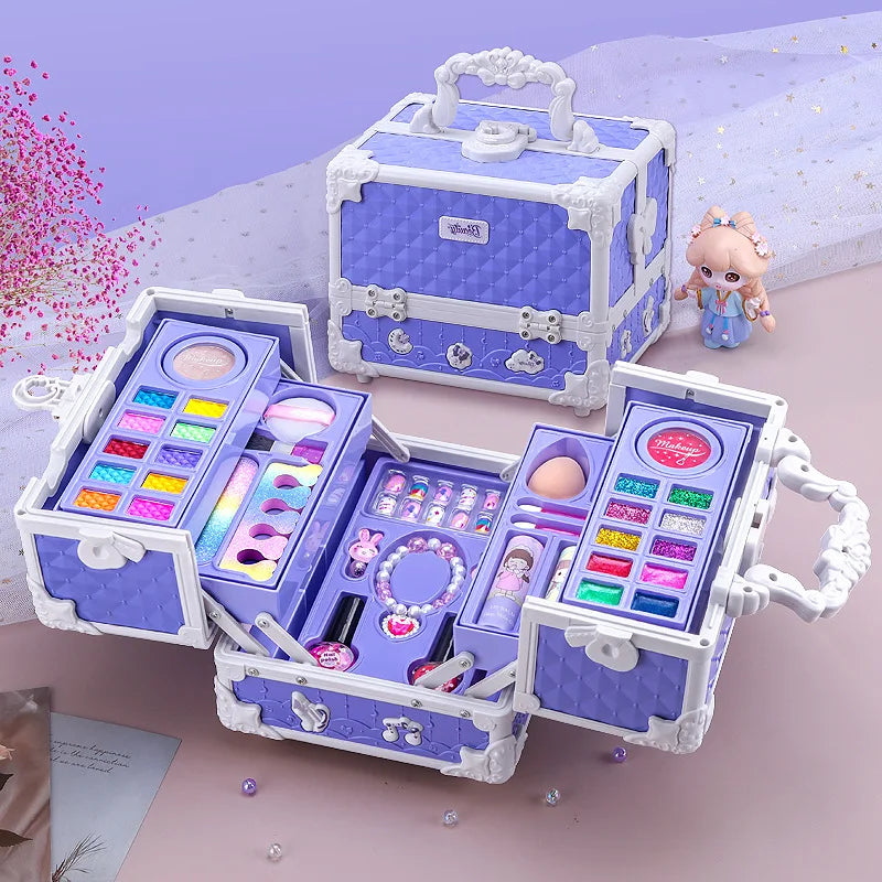 Children Makeup Kit for Girls Lipstick Makeup Cosmetics Pretend Play Pink Unicorn Princess Washable Safe Makeup Kid Toy Gift
