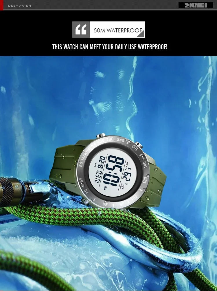 SKMEI 1524 2 Time LED Digital Wristwatches For Mens Waterproof Chrono Count Down Male Hour montre homme Big Dial Sport Men Watch