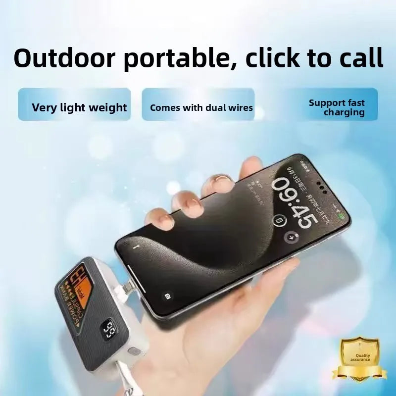 5000mAh Small Portable Keychain Mobile Power Capsule Power Bank Fast Charging Cable Suitable for IPhone Huawei Xiaomi