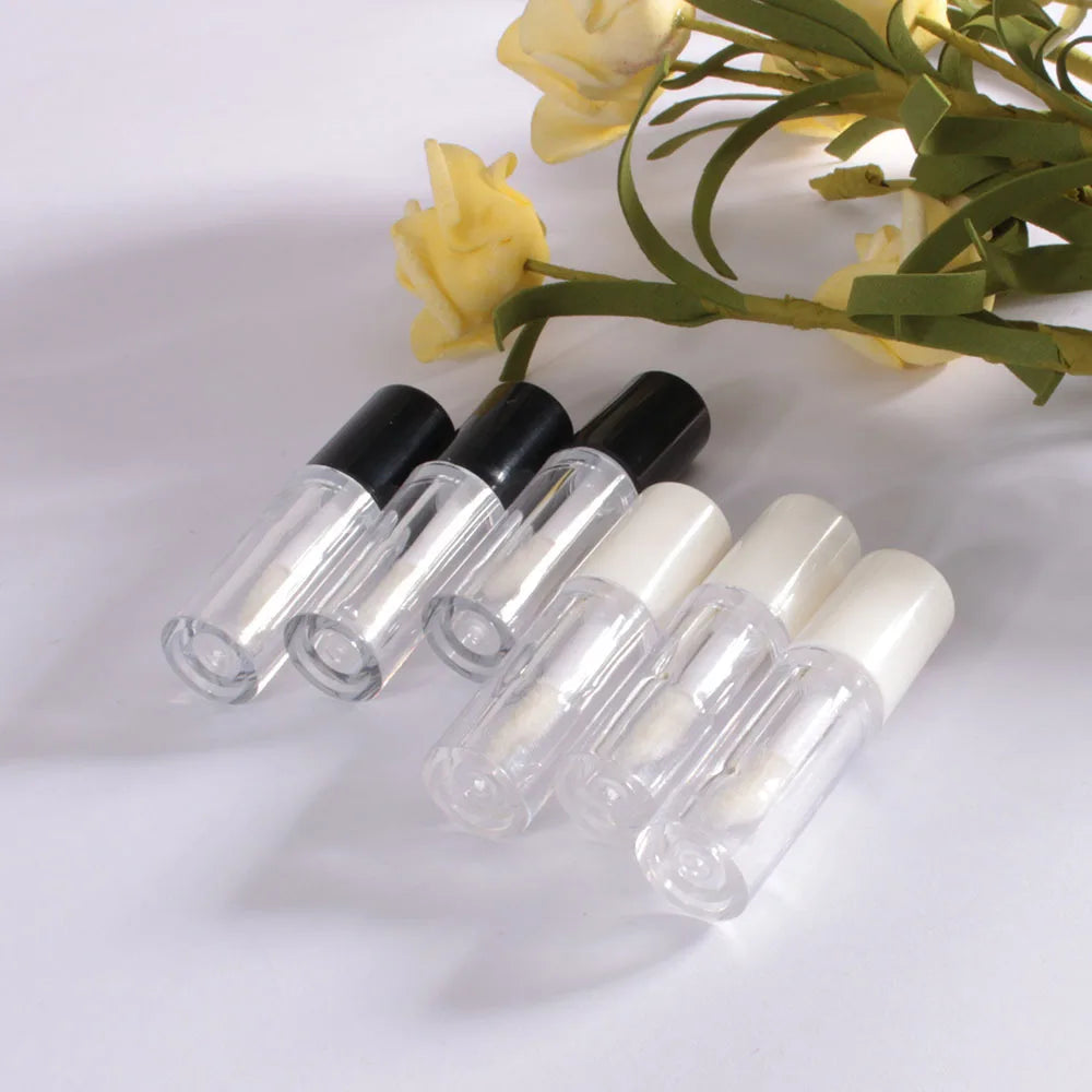 1Pc Plastic Lip Gloss Tube Small Lipstick Tube Leakproof Inner Sample Cosmetic Container Circular Transparent Simple Lipstick