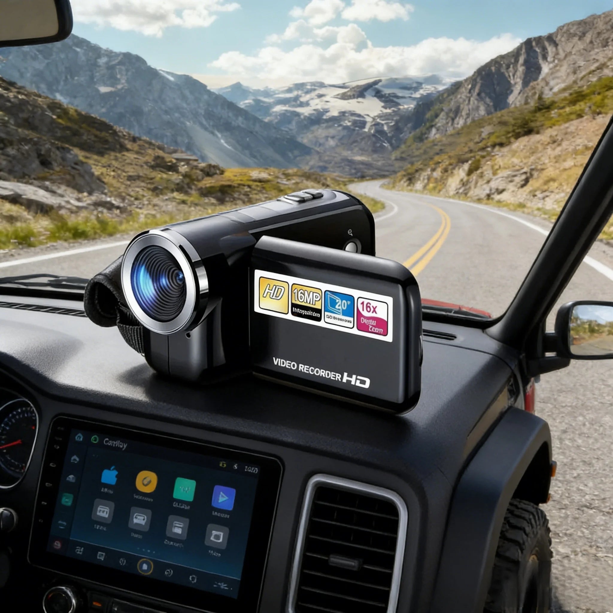MiniDV Digital Video Handheld Camcorder is a high-definition camcorder with a sleek silver designdigital zoom
