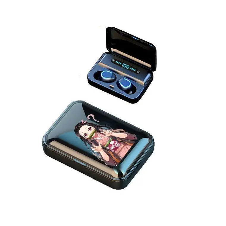 Demon Slayer Kamado Tanjirou Kamado Nezuko Cartoon Cute Bluetooth Headset Sports Fitness Convenient Wireless Charging Headset