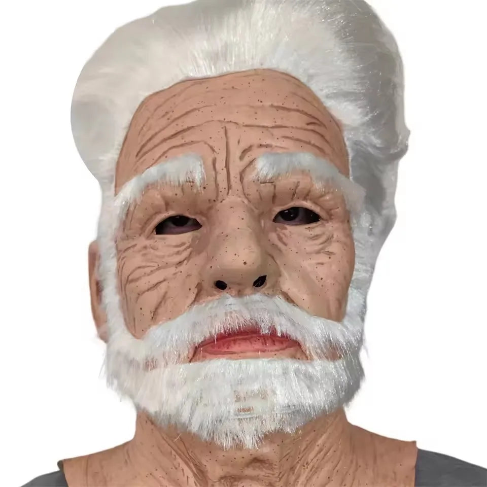 Halloween Old Man Mask Realistic Vicissitudes Simulation Full Face Mask Role Play School Party Gathering Game Head Cover