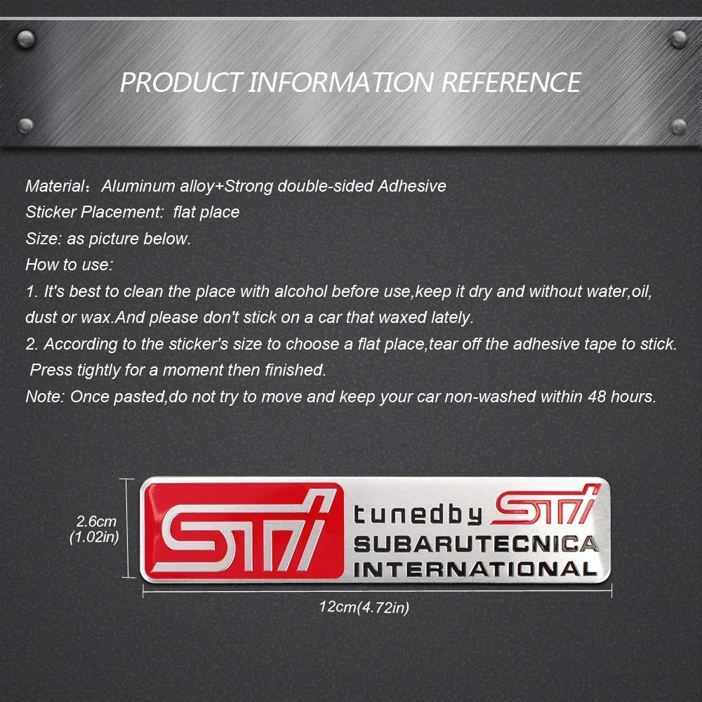 1pc Car Styling Side Fender  Rear Trunk Sticker Decals for Subaru STI  Outback Impreza Legacy WRX XV Forester Ascent Accessories