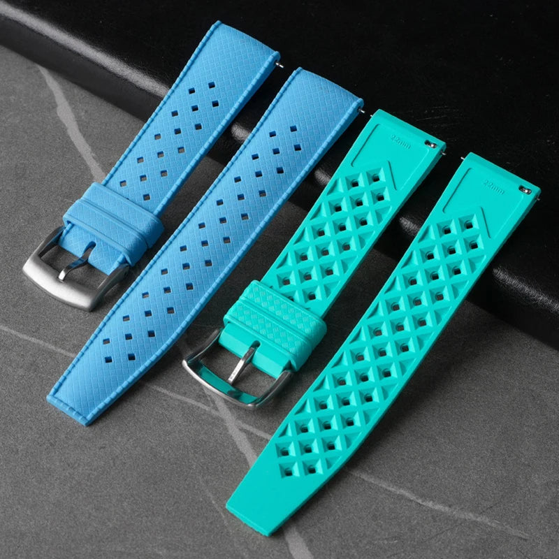 Tropical Fluoro Rubber Watch Strap 20mm 22mm Quick Release Sport Waterproof FKM Men Women Replace Band for Seiko for Citizen