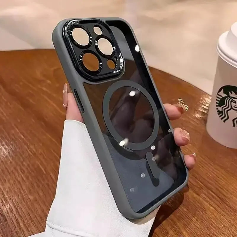 Magnetic Metal Lens Bumper Protection Case For iPhone 17 16 15 14 13 12 11 Pro Max Wireless Charger Hard Cover For Magsafe Funda