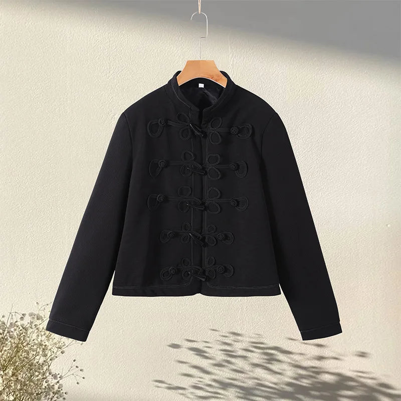 Fashion Women's Jacket O-neck Full Sleeve Single Breasted Female Napoleon Jackets 2026 Spring New Chic High Street Lady Coats