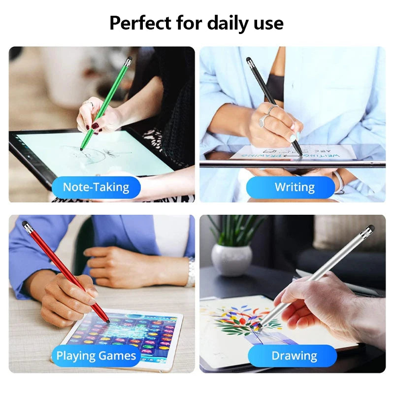 1pc High Quality Universal Pencil Double Silicon Head Touch Capacitive Screen Stylus Caneta Capacitive Pen For Tablet Smartphone
