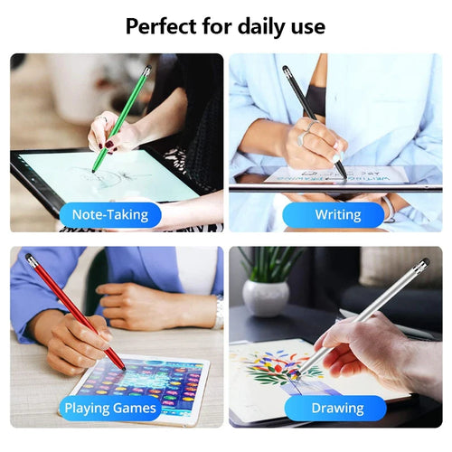 1pc High Quality Universal Pencil Double Silicon Head Touch Capacitive Screen Stylus Caneta Capacitive Pen For Tablet Smartphone