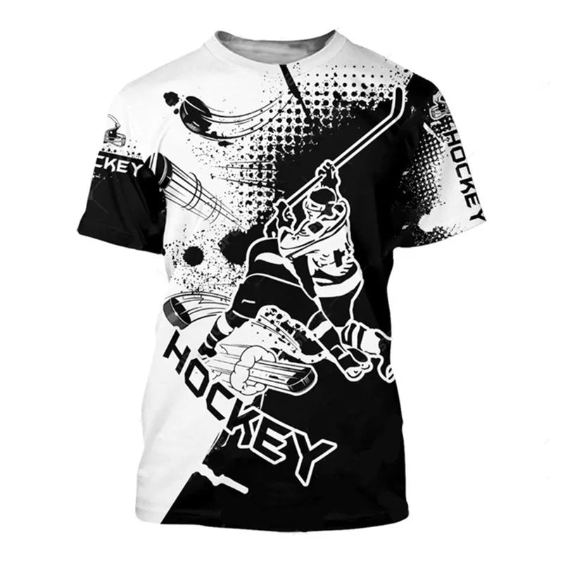 Summer New 3D Sports Hockey Printing T Shirt Hockey Fitness Lovers Graphic T-shirts For Men Gym Short Sleeves Fashion Tee Shirts