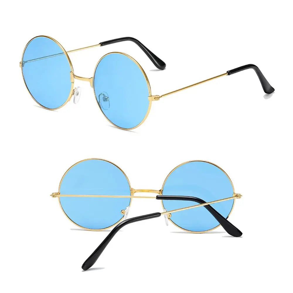 1PC Retro Round Hippie Sunglasses Fashion Circle Metal Sunglasses for Women Men Disco Party Glasses