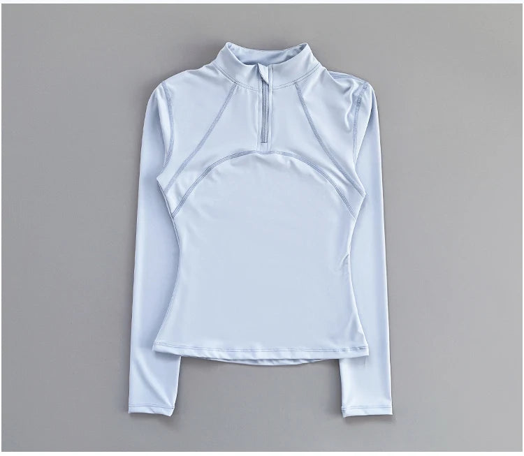 Outdoor running women's sports top Spring and Autumn new yoga suit half zipper slimming fitness training long sleeved women