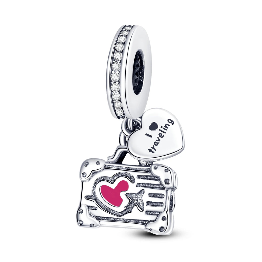 925 Silver Lipstick High Heels Charms For Lady Pendant Fit Original Bracelet DIY Ornament