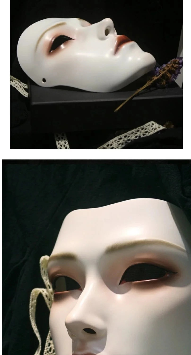 Japanese Style Women Soul Mask Ancient Warrior Wearable Decor Mask Venice Dance Ball Party Dress Up Full Face Mask for Men Gift