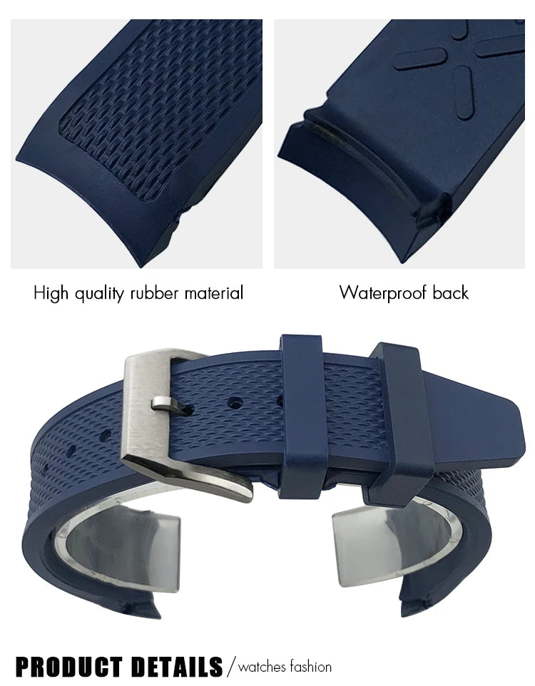 19mm 20mm Curved Rubber Silicone Watchband Fit for IWC Big Pilot Portofino Mark Black Blue Bracelets Diver Sports Watch Strap