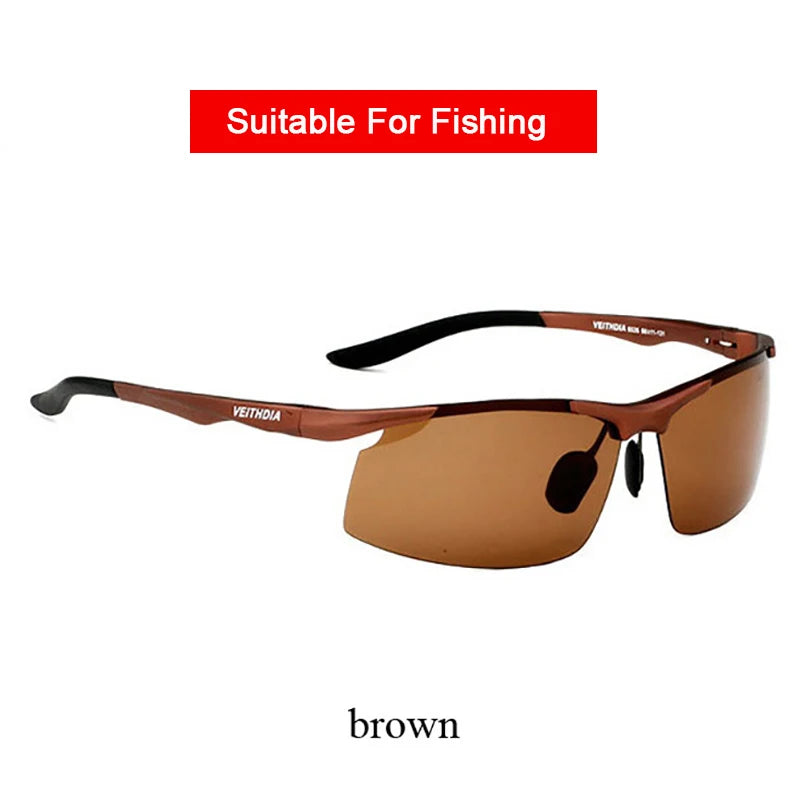 VEITHDIA Men Sunglasses Aluminum Magnesium Polarized UV400 Lens Rimless Driving Fishing Sun Glasses Sports Eyewear For Male 6535