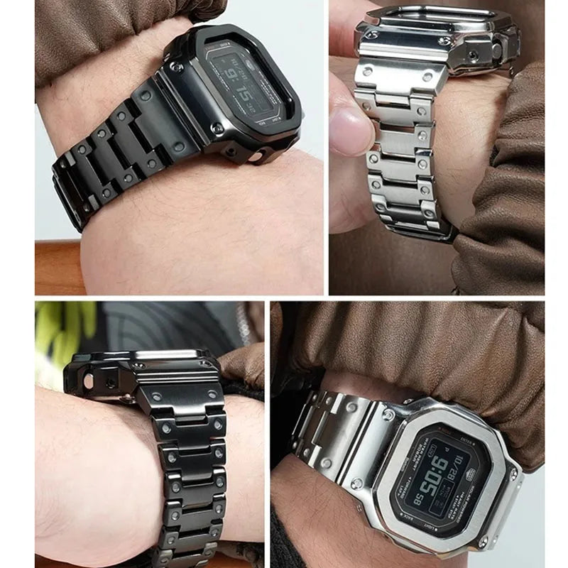 For Casio SHOCK Heart Rate Square DW-H5600 DW H5600 Stainless Steel Case Men's Stainless Steel Watch Strap Bezel Watchband Shell
