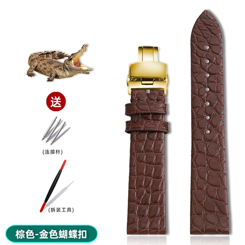 Alligator wacth strap Ultra Thin 12 13 14 15 16 18 20 22mm men women Black Brown Blue Crocodile Leather watchband For any brands