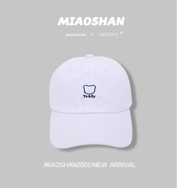Fashion Bear Embroidery Solid Breathable Women Girls Baseball Hats 2022 Unisex Men Boys Baseball Cap Sunscreen Baseball Hat
