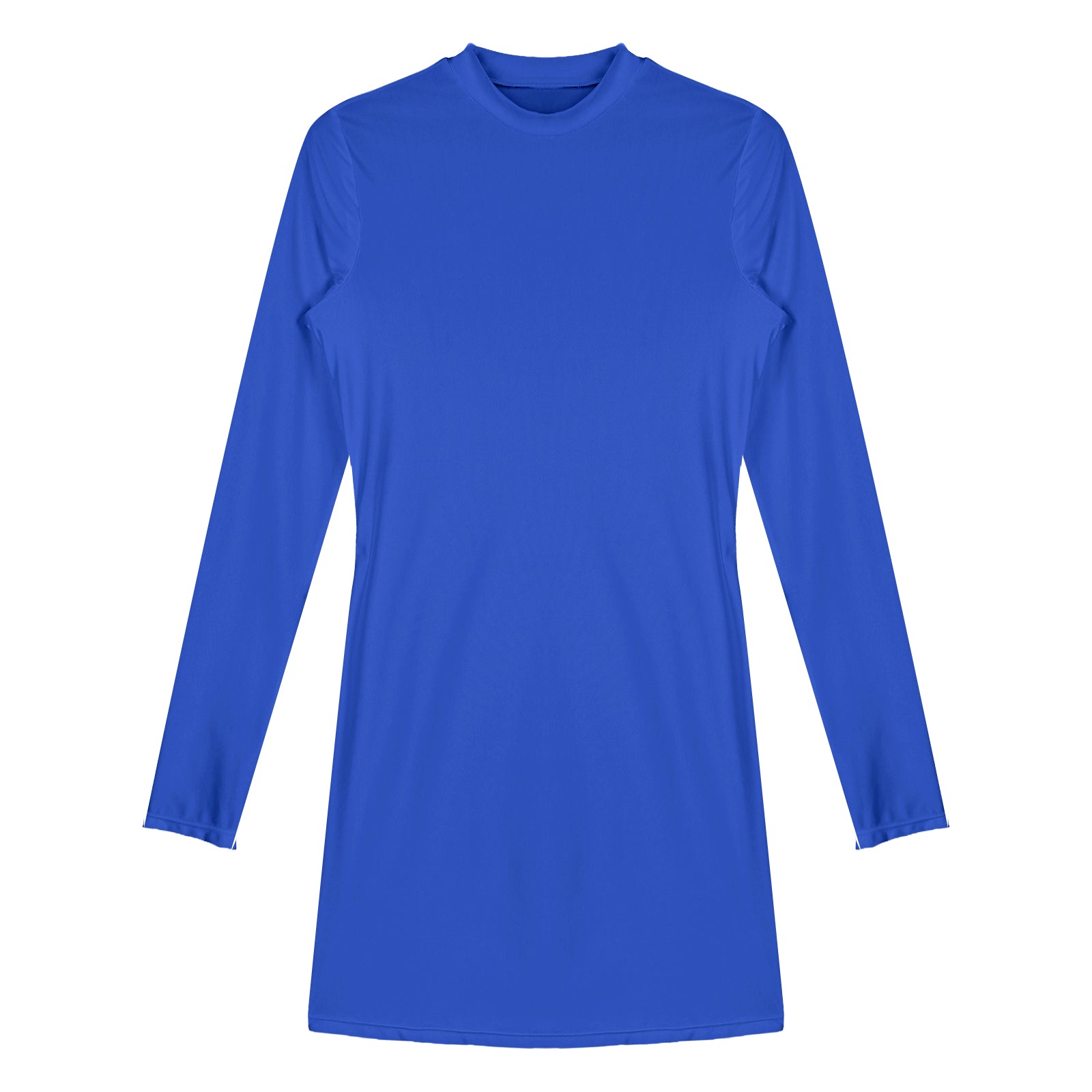 Women's  Solid Color Smooth Stretchy Mock Neck Tight Party Dresses Female Dresses Glossy Long Sleeve Bodycon Dress Nightwear