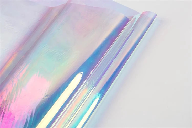 Rainbow Reflective PVC Fabric Laser Plastic Film Waterproof DIY Background Decor Bag Raincoat Coat Clothes Designer Fabric