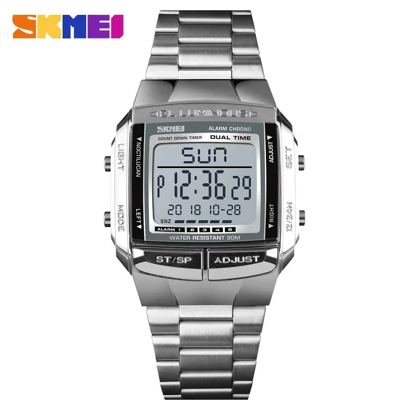 SKMEI 1381 Luxury Electronic Mens Wristwatches Waterproof LED Display Digital Watch for Men Military Sports 1328 Reloj Masculino