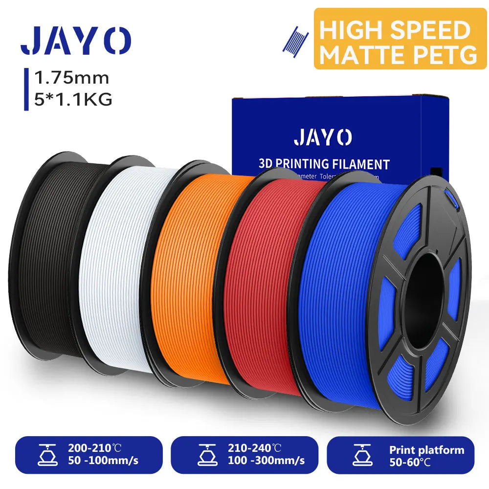 JAYO 5Rolls 3D High Speed Marble PLA/HS Matte PETG/HS PLA Filament 600mm/s High Speed 3D Printer Non-toxic Filament 1.1KG/roll