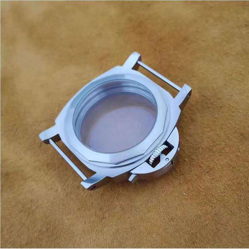 44mm 316L Stainless Steel Mineral Glass Or Sapphire Crystal Fit for ETA 6497/6498 ST3600 ST321 Movement steel color Case parts
