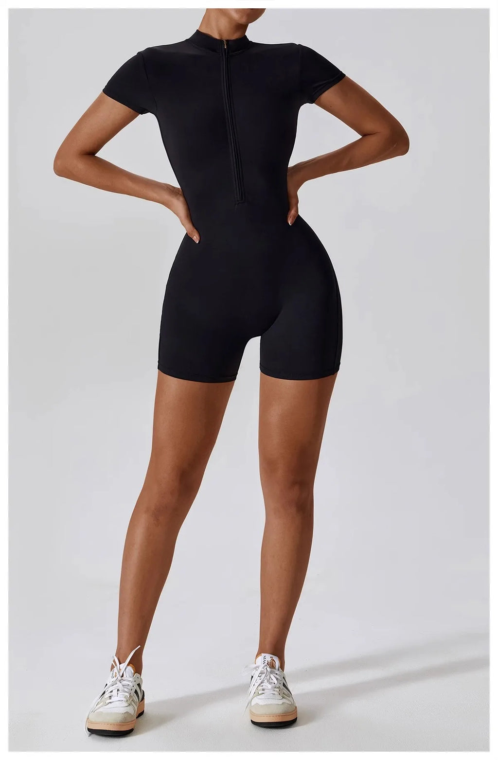 Summer Short Sleeve Zipper Jumpsuit Sports Wear Gym Fitness Sports Bodysuits Women Running Fashion Workout Clothes Yoga Clothing