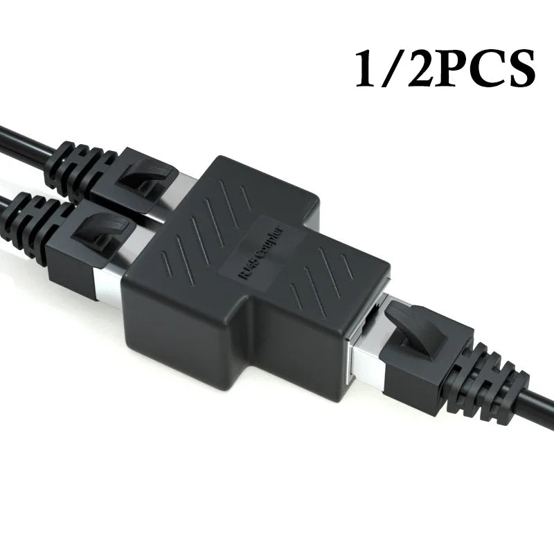 1/2/3/5pcs Network Rj45 Cable Port Network Cable Splitter Extender Plug Adapter Connector (8 Core) Split Into Two Splitter