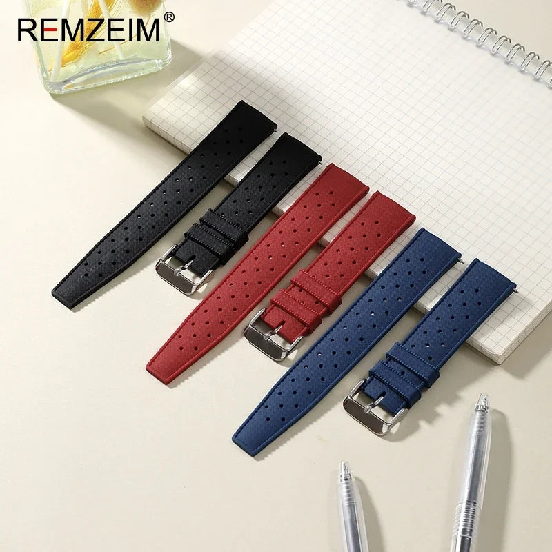 Quick Release Men's and Women's Leisure Universal  Watch Strap 18mm 20mm 22mm Soft Tropical Silicone Watch Strap