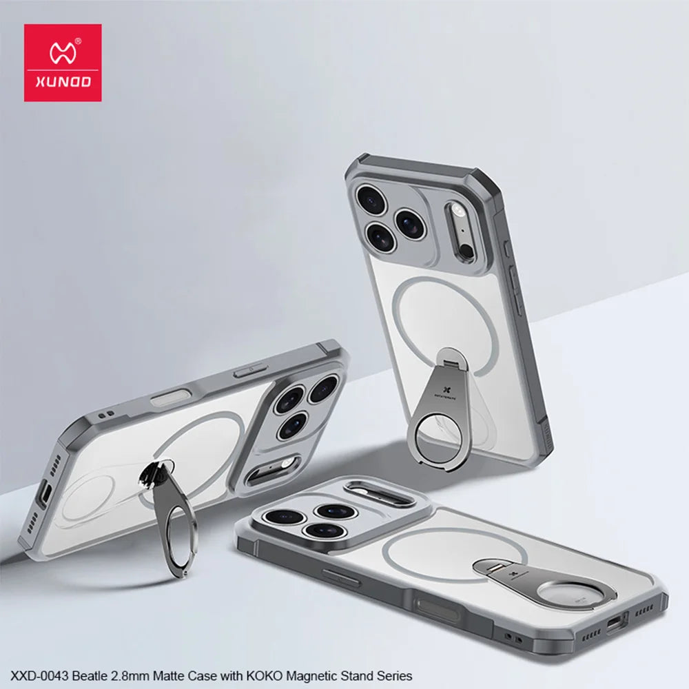 Xundd For iPhone 17 Pro Max 17 Air 17 Pro Magnetic Case with 360° Invisible Stand,PC+TPU Anti-fingerprint Anti-drop Phone Cover