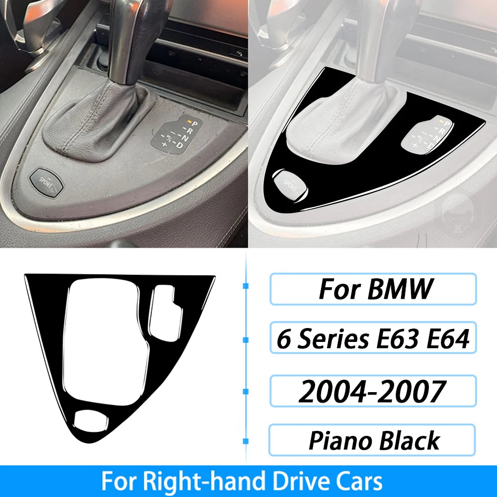 For BMW M6 6 Series E63 E64 2004-2010 Piano Black Gear Shift Air Outlet Window Lift Panel Set Car Interior Accessories Sticker