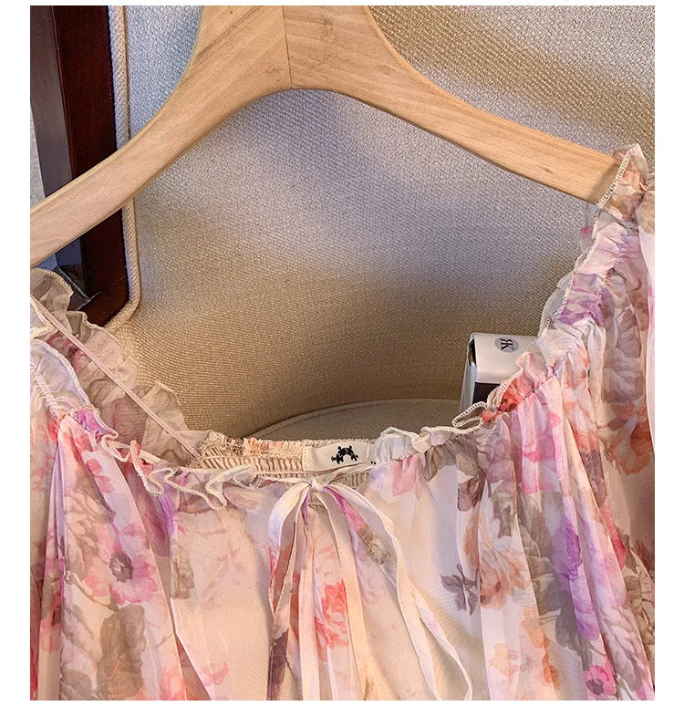 150Kg Plus Size Women's Bust 130-150 Summer Chiffon Shirt Thin Floral Top Decor 5XL 6XL 7XL 8XL 9XL